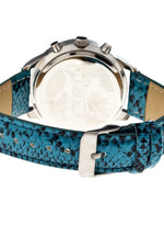 Boum Serpent Leather-Band Ladies Watch w/ Day/Date - Silver/Turquoise