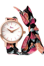 Boum Arc Floral-Print Wrap Watch - Rose Gold/Black