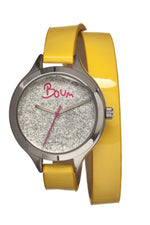 Boum Confetti Glitter-Dial Dual-Wrap Ladies Watch - Yellow - BOUBM1203
