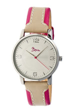 Boum Contraire Two-Tone Leather-Band Ladies Watch - Silver/Pink - BOUBM2201