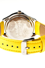 Boum Chic Mirror-Dial Leather-Band Ladies Watch - Silver/Yellow