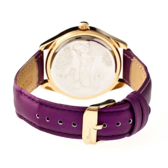 Boum Chic Mirror-Dial Leather-Band Ladies Watch - Gold/Purple