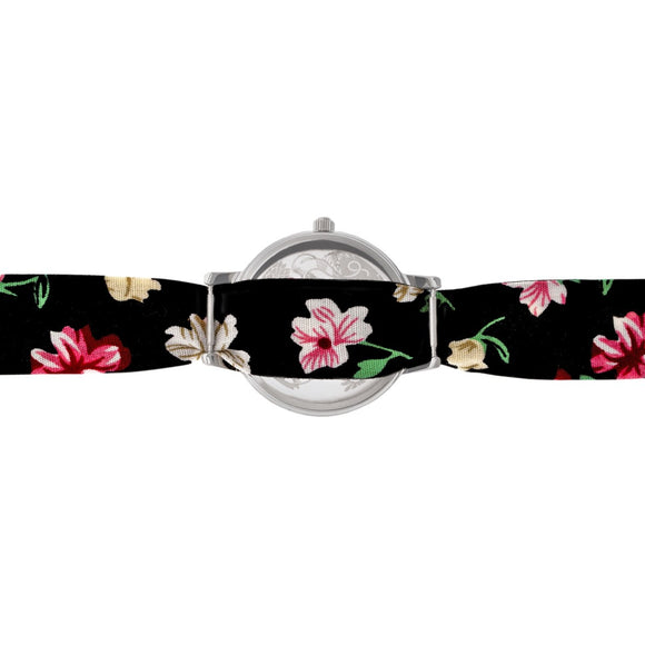 Boum Arc Floral-Print Wrap Watch - Silver/Black