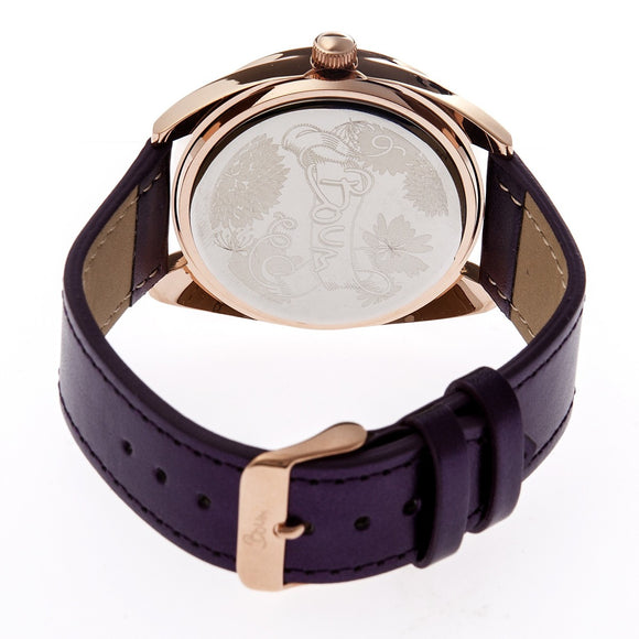 Boum Etoile Glitter-Dial Leather-Band Ladies Watch - Rose Gold/Purple