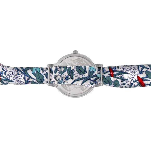 Boum Arc Floral-Print Wrap Watch - Silver/White