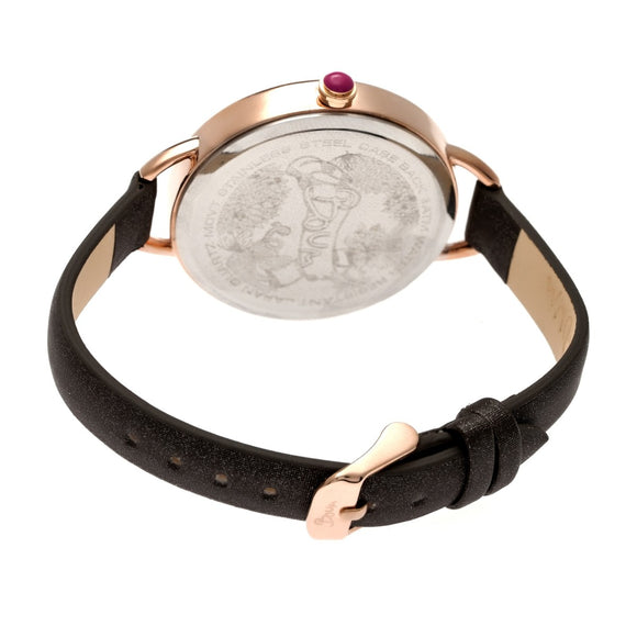Boum Cirque Sunray Dial Leather-Band Watch - Rose Gold/Black - BOUBM4405