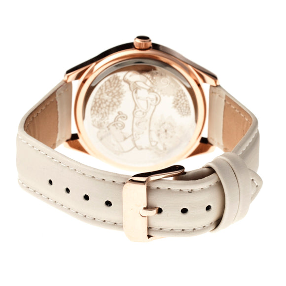 Boum Chic Mirror-Dial Leather-Band Ladies Watch - Rose Gold/Eggshell