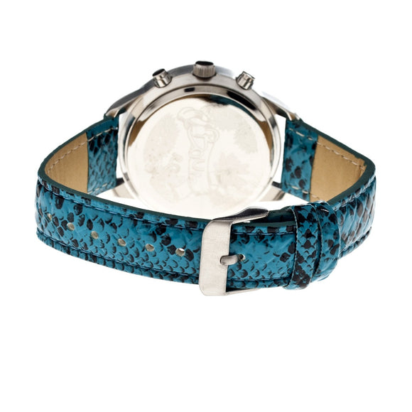 Boum Serpent Leather-Band Ladies Watch w/ Day/Date - Silver/Turquoise
