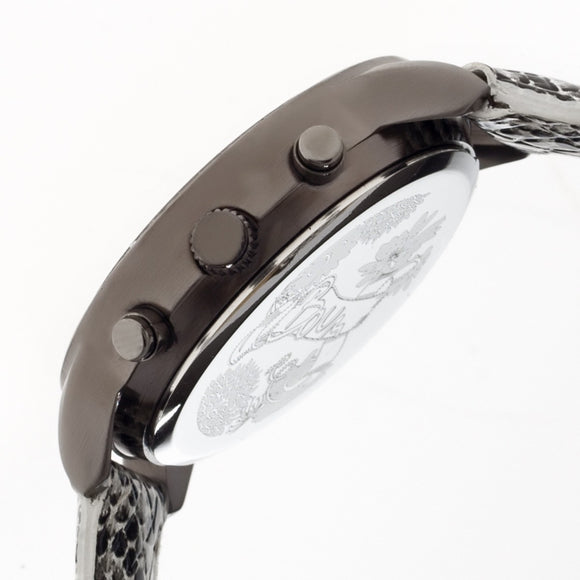 Boum Serpent Leather-Band Ladies Watch w/ Day/Date - Black