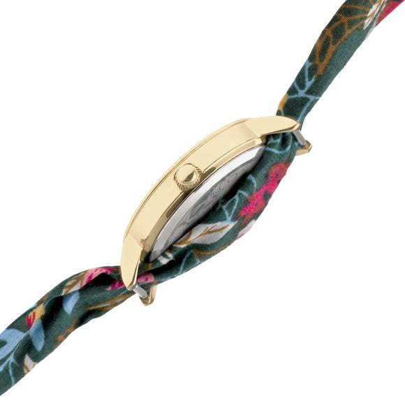 Boum Arc Floral-Print Wrap Watch - Gold/Green