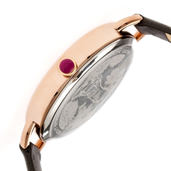 Boum Cirque Sunray Dial Leather-Band Watch - Rose Gold/Black - BOUBM4405