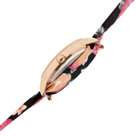 Boum Arc Floral-Print Wrap Watch - Rose Gold/Black