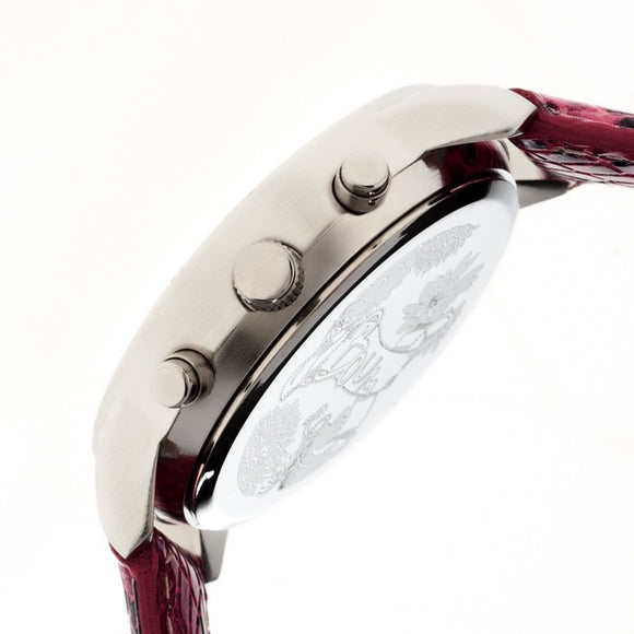 Boum Serpent Leather-Band Ladies Watch w/ Day/Date - Silver/Pink