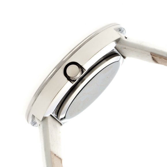 Boum Bouquet Floral-Ring Leather-Band Ladies Watch - White/Black