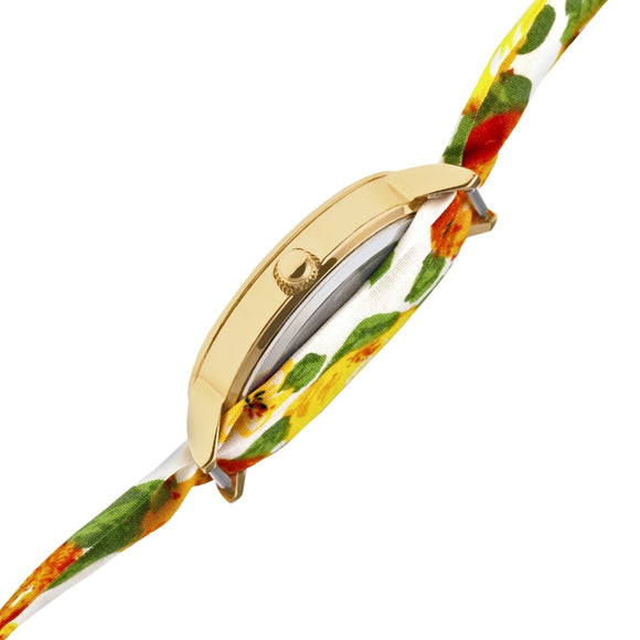 Boum Arc Floral-Print Wrap Watch - Gold/White