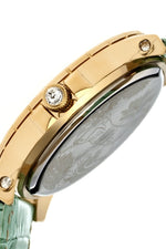 Boum Belle Crystal-Bezel Leather-Band Ladies Watch - Gold/Mint