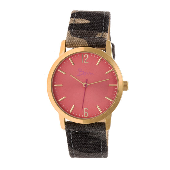 Boum Sauvage Camo-Strap Watch - Gold/Coral