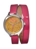 Boum Confetti Quartz Hot Pink Genuine Leather Silver Women's Watch