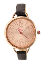 Boum Cirque Sunray Dial Leather-Band Watch - Rose Gold/Black - BOUBM4405