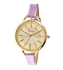 Boum Champagne Leather-Band Ladies Watch - Gold/Lavender