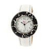 Boum Bouquet Floral-Ring Leather-Band Ladies Watch - White/Black