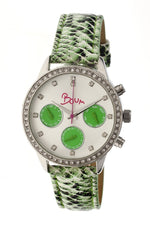 Boum Serpent Leather-Band Ladies Watch w/ Day/Date - Silver/Green