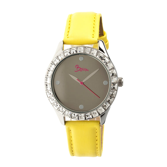 Boum Chic Quartz Yellow Genuine Leather Silver Women's Watch