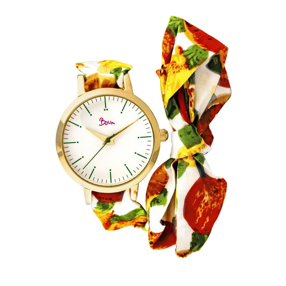 Boum Arc Floral-Print Wrap Watch - Gold/White