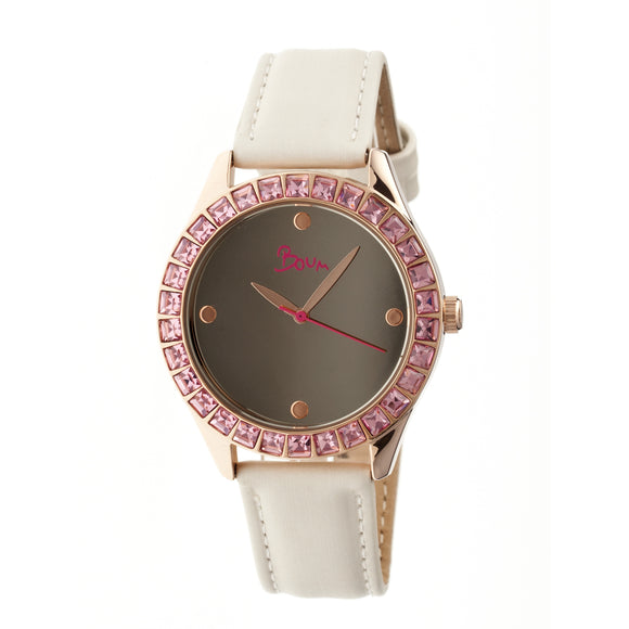 Boum Chic Quartz Eggshell Genuine Leather Rose Gold Women's Watch