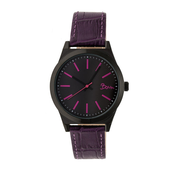 Boum Energie Leather-Band Watch - Plum