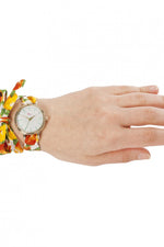 Boum Arc Floral-Print Wrap Watch - Gold/White