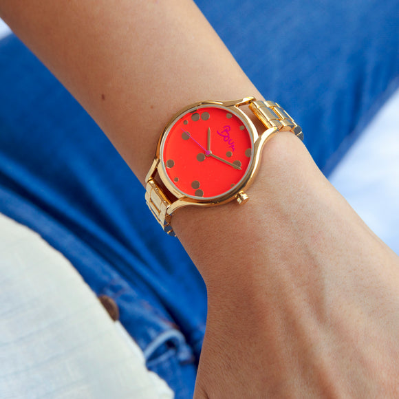 Boum Bulle Bracelet Watch - Gold/Coral