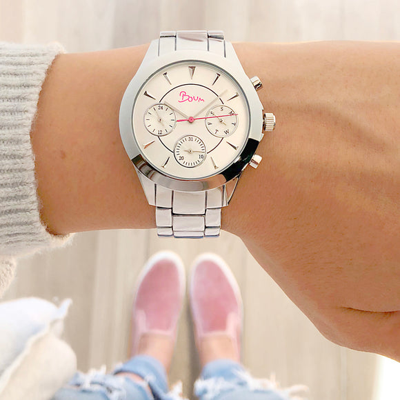 Boum Baiser Ladies Bracelet Watch w/ Day/Date - Silver