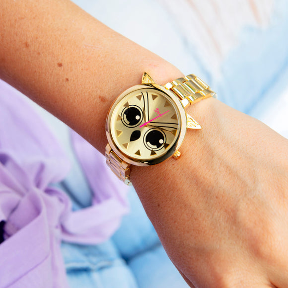 Boum Sagesse Owl-Accented Bracelet Watch - Gold