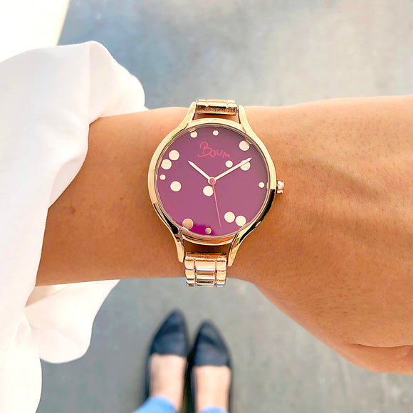 Boum Bulle Bracelet Watch - Rose Gold/Purple