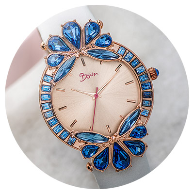 precieux watch with white leather band
