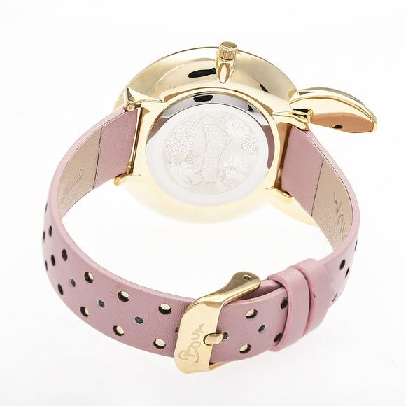 Boum Hotesse Bunny-Accent Leather-Band Watch - Gold/Pink