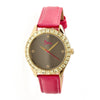 Boum Chic Quartz Hot Pink Genuine Leather Gold Women's Watch